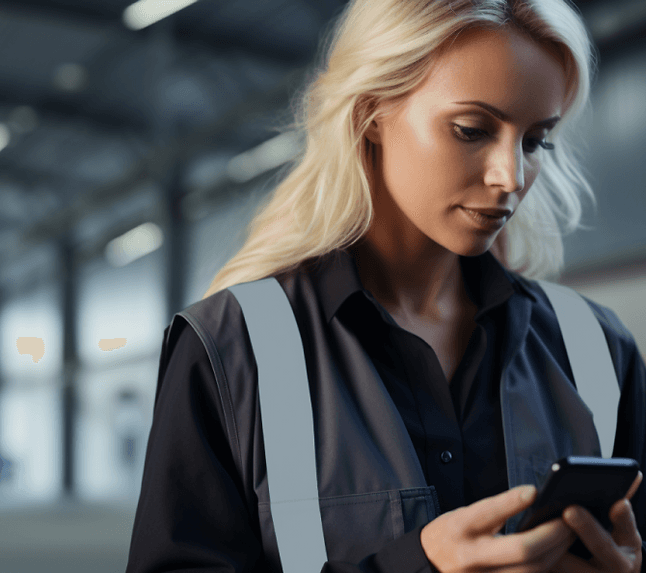 Worker using the Aukazi app on their phone