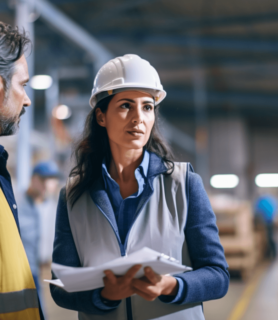 Supervisor coordinating with team on warehouse floor